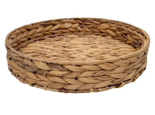 Поднос круглый золотистый колос цв.песочный 32**32*6см